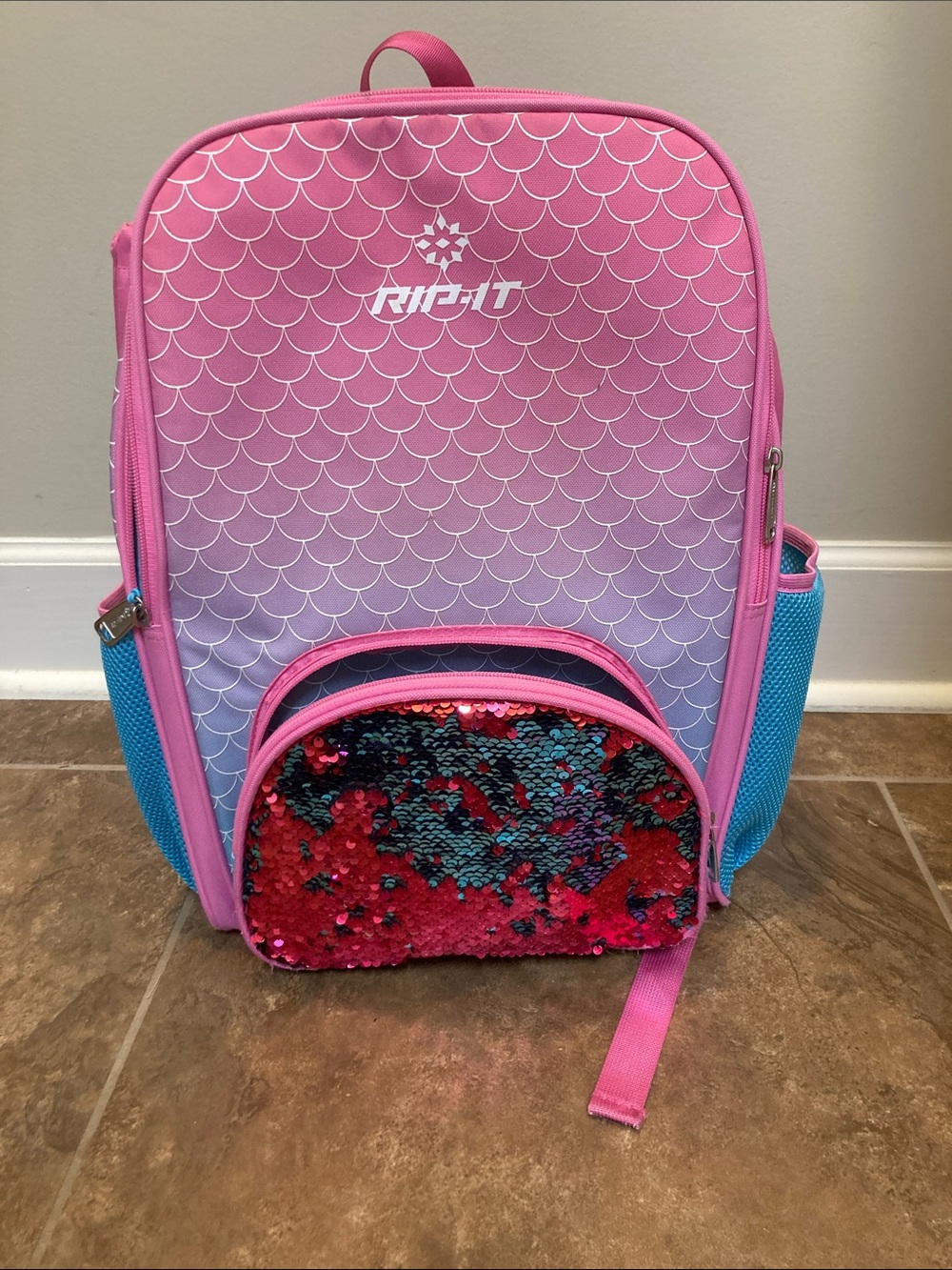 Ride-It Kids Pink Ombre Mermaid Backpack with Reversible Sequin Pocket
